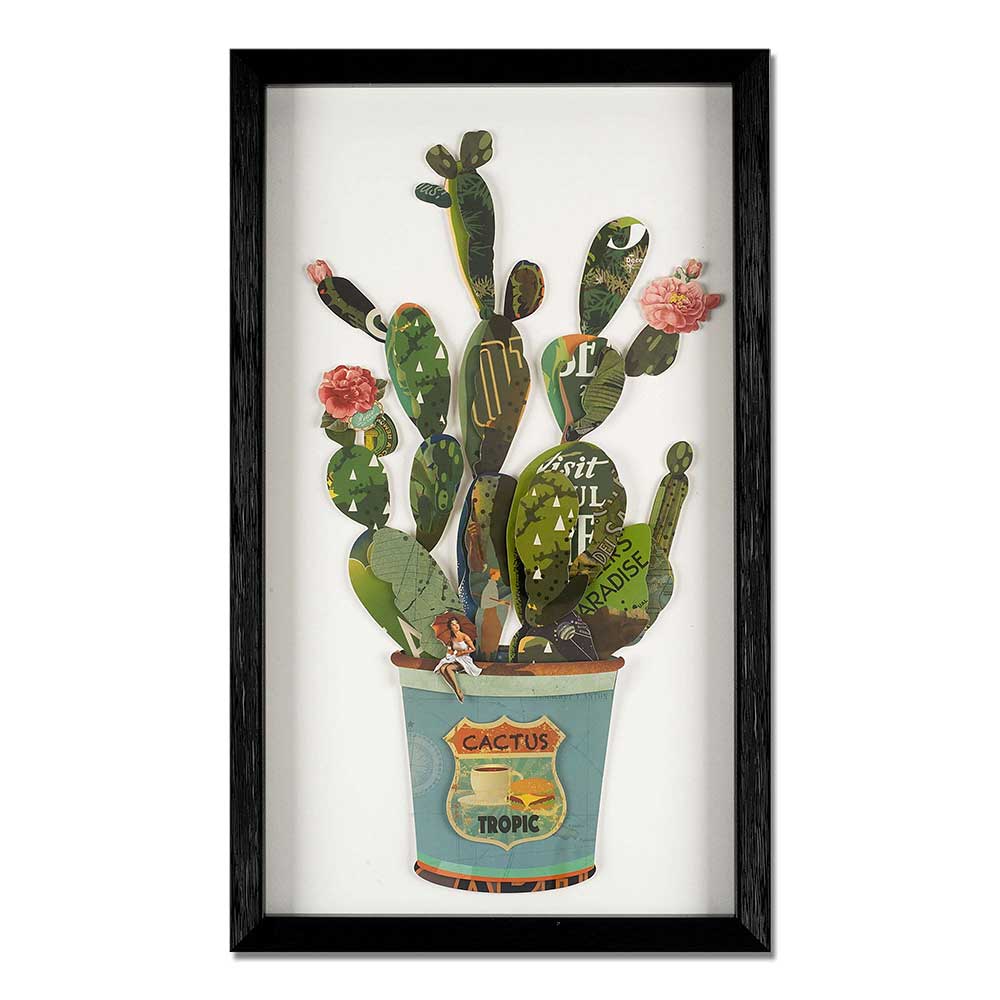 ADM Quadro Collage Cactus in Vaso Verde SA041A1