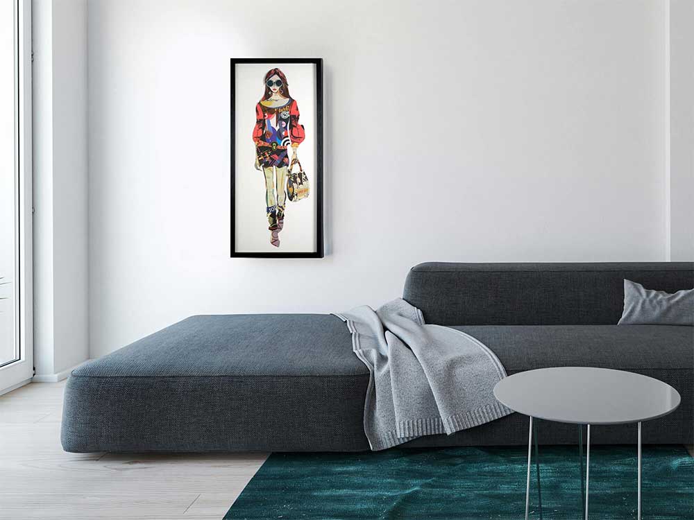 ADM Quadro Collage Modella con Borsetta SA046A1