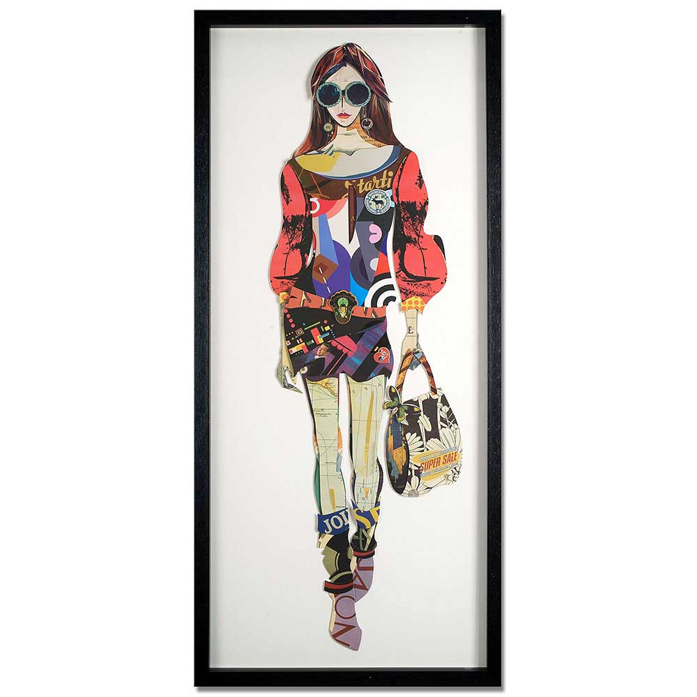 ADM Quadro Collage Modella con Borsetta SA046A1