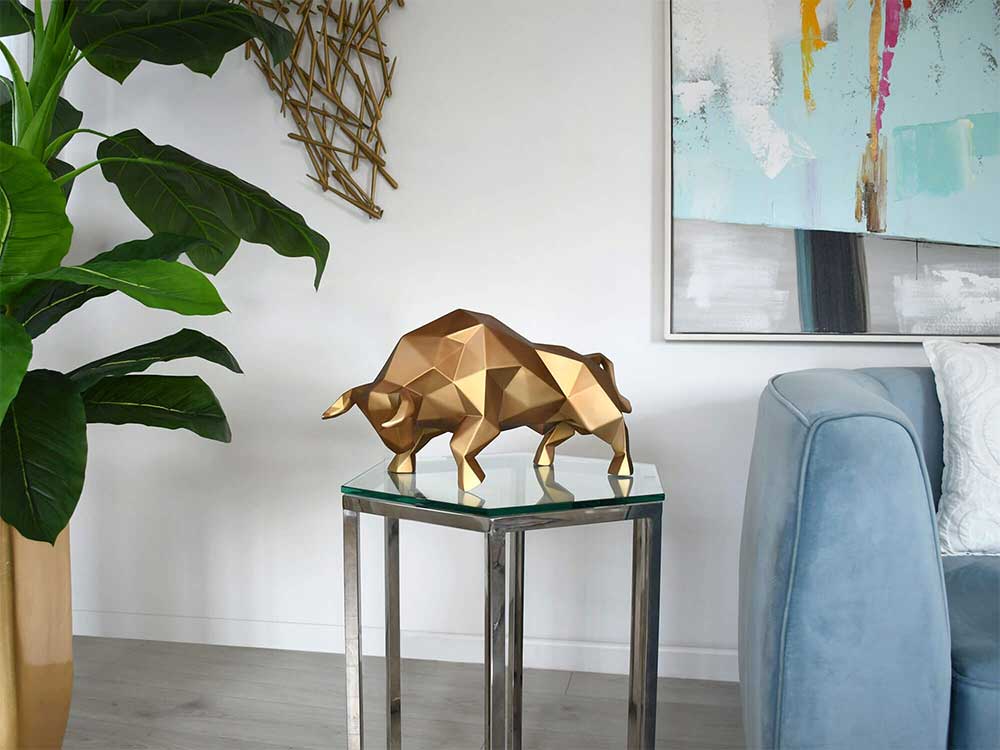 ADM Scultura Toro Sfaccettato Bronzo D5126ED
