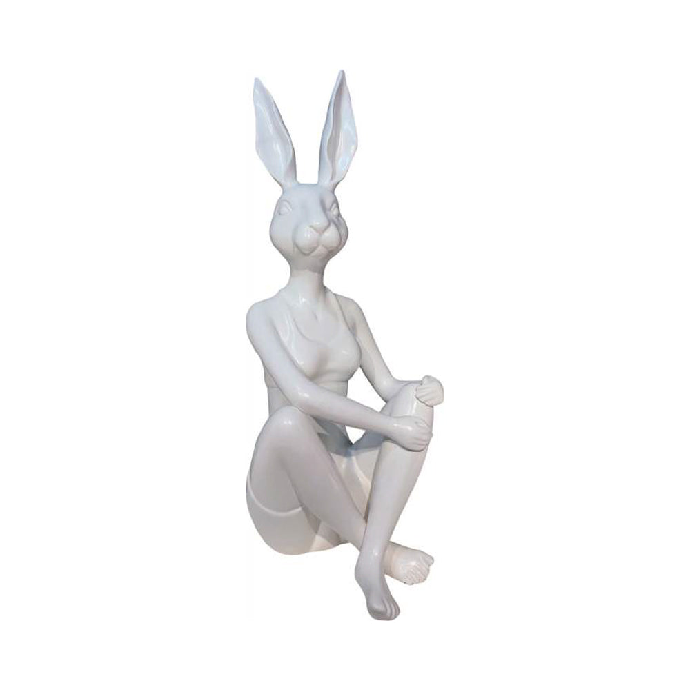 Scultura Bunny 39cm | Bianca in Dolomite | Ambienti Glamour