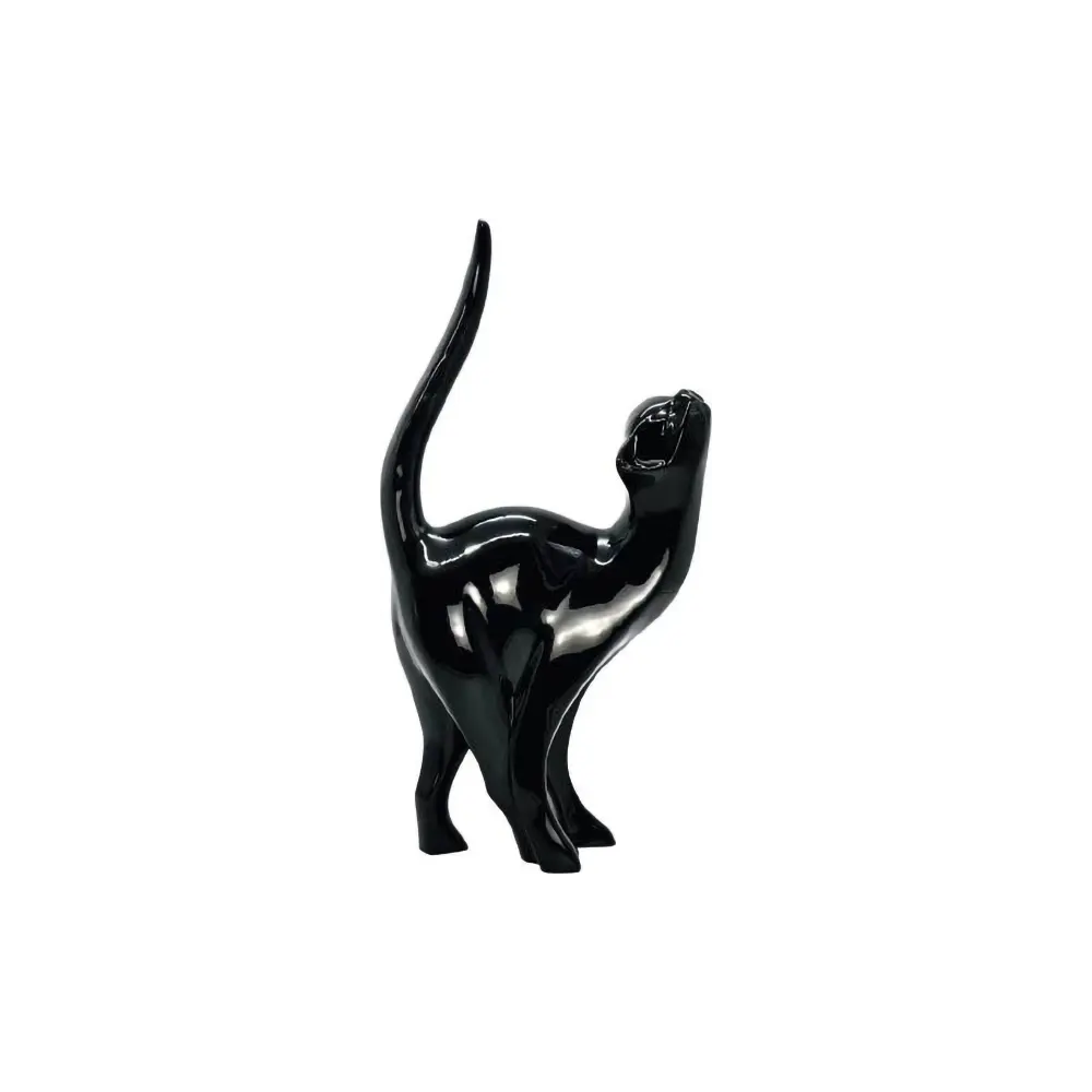 Scultura Black Cat 47cm | Nera Lucida in Poliresina | Ambienti Glamour
