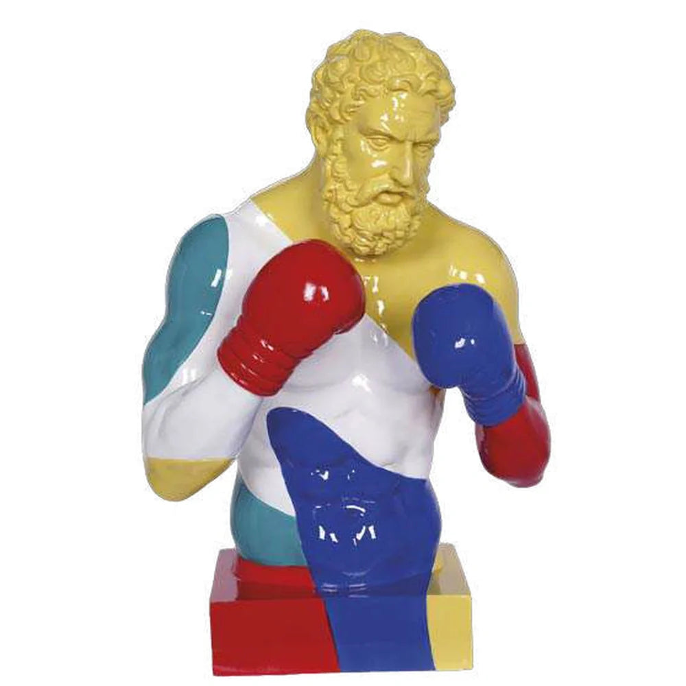 Scultura Boxer Multicolor 44 cm in Resina | Ambienti Glamour