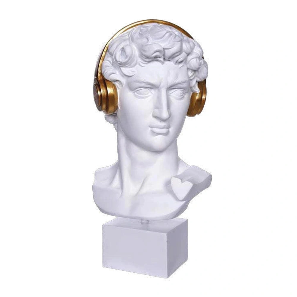 Scultura David con Cuffie 50 cm in Resina | Ambienti Glamour