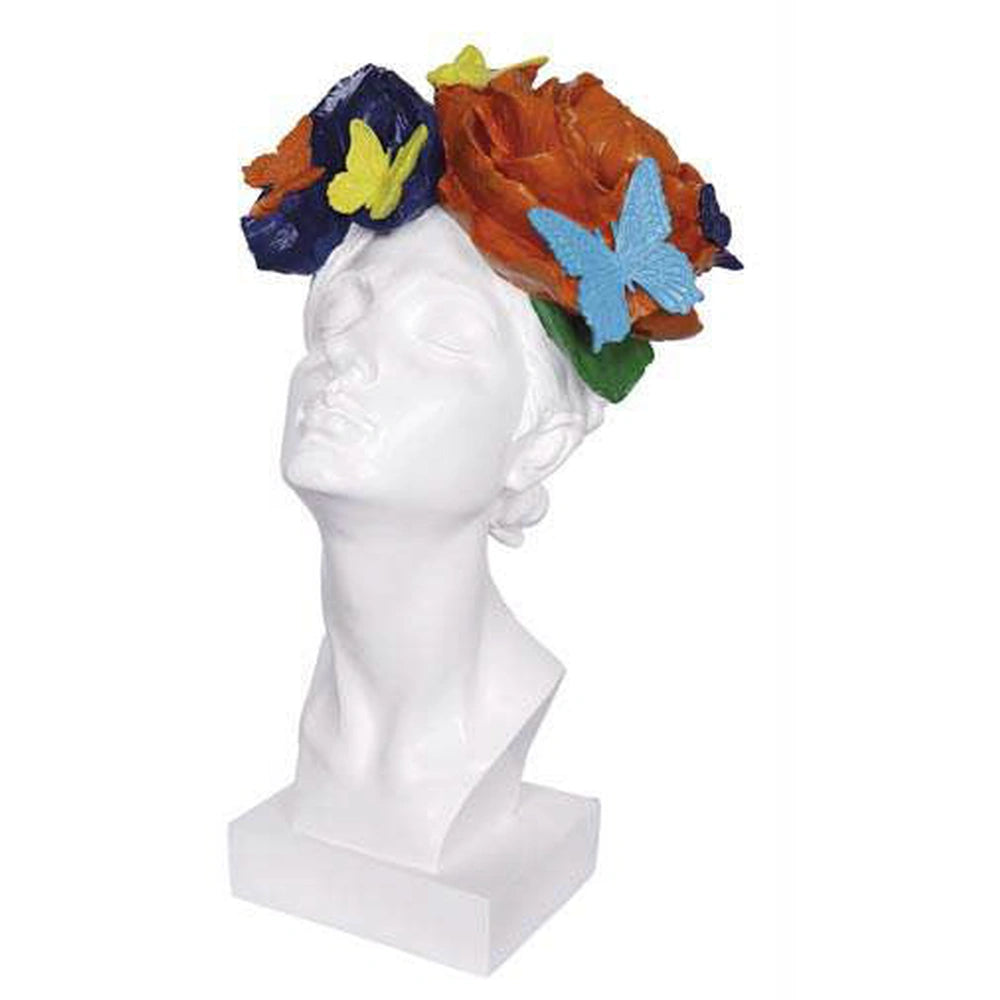 Scultura Donna Bianca con Farfalle 36 cm Resina | Ambienti Glamour