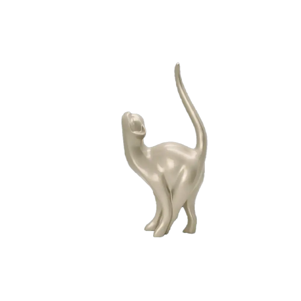 Scultura Golden Cat 47cm | Oro Chiaro in Poliresina | Ambienti Glamour