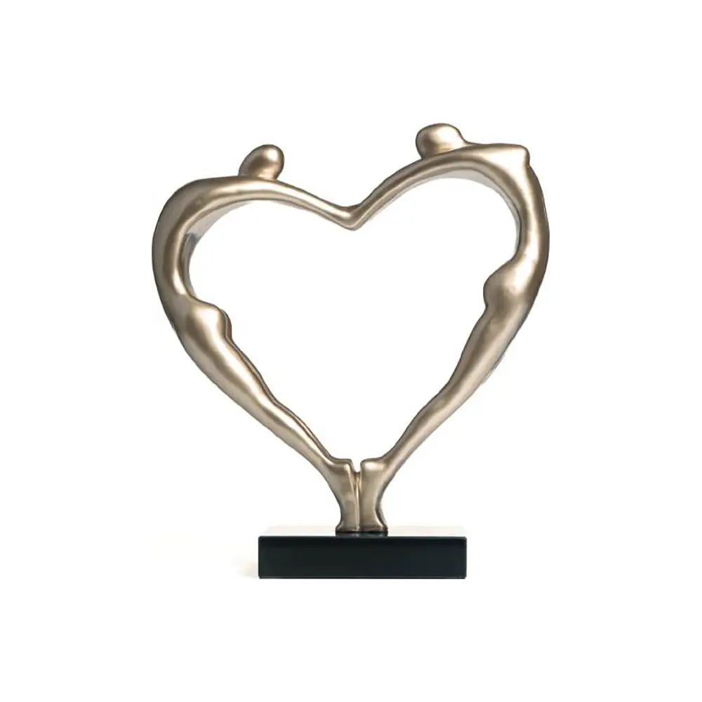 Scultura Golden Heart 55cm | Poliresina e Marmo Nero | Ambienti Glamour
