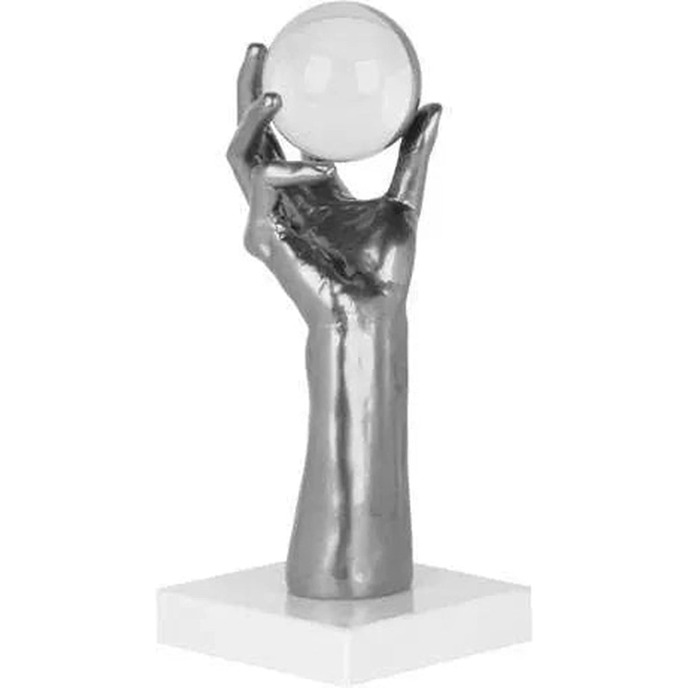 Scultura Grey Hand with Sphere 35 cm | Ambienti Glamour