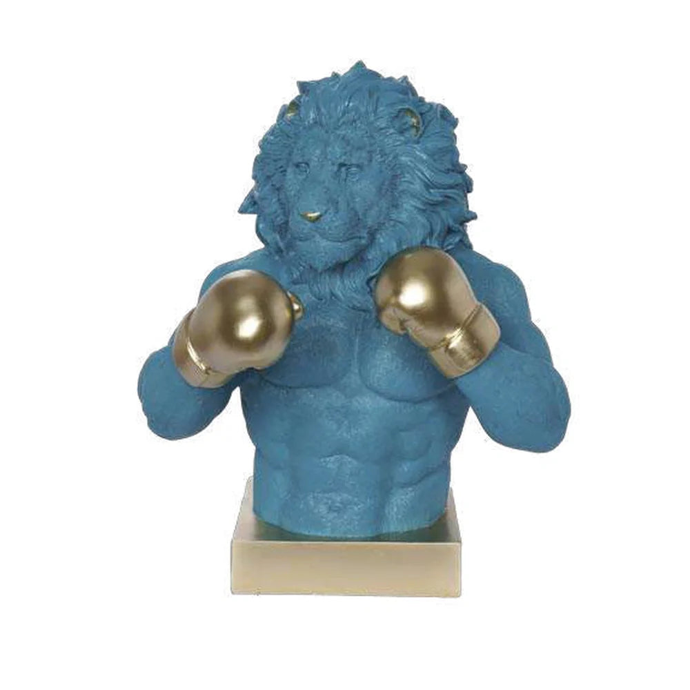 Scultura Leone con Guantoni 45,5 cm Resina | Ambienti Glamour
