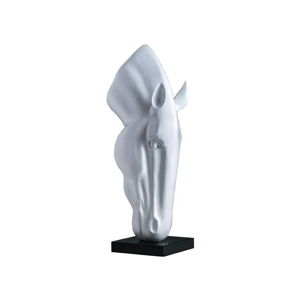 Scultura Med White Horse 107cm | Bianca Lucida e Marmo | Ambienti Glamour