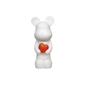 Scultura Orsetto con Cuore Rosso 60cm | Bianco Opaco | Ambienti Glamour