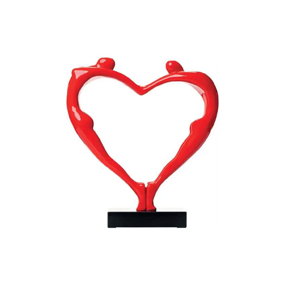 Scultura Red Heart 55cm | Poliresina e Marmo Nero | Ambienti Glamour