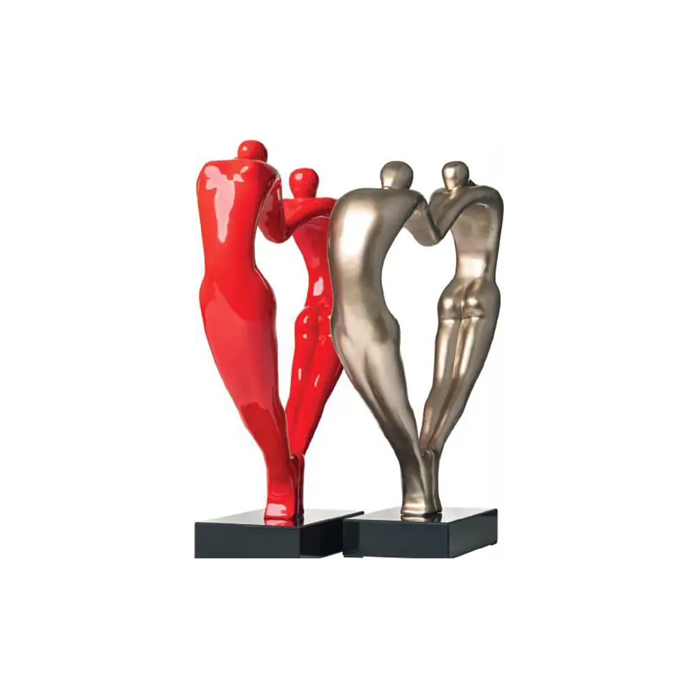 Scultura Golden Heart 55cm | Poliresina e Marmo Nero | Ambienti Glamour