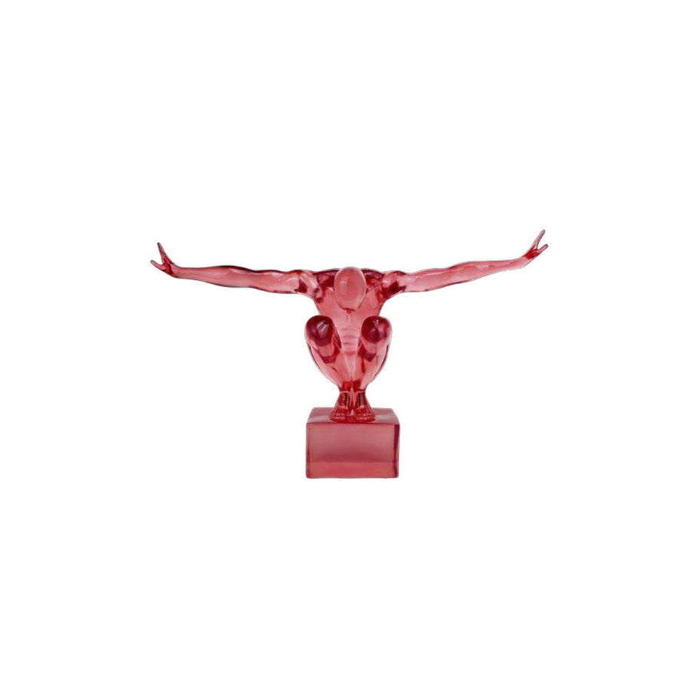Scultura Red Sportman 34cm | Resina Trasparente | Ambienti Glamour