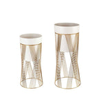 L'Oca Nera Set 2 Cache Pot Metallo Oro e Bianco 1S143