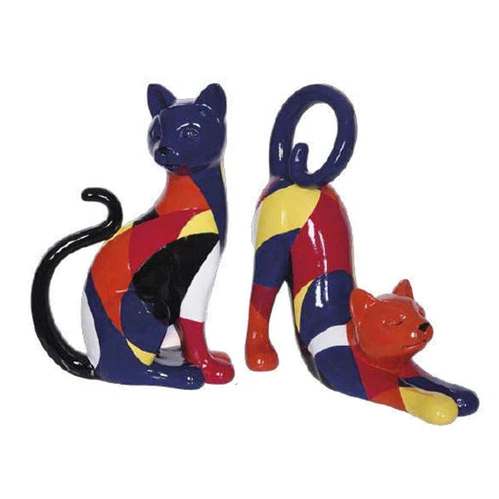 Set 2 Sculture Gatti Colorati in Resina | Ambienti Glamour