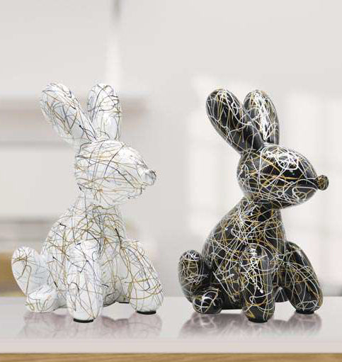 Set 2 Sculturine Bunnies 25 cm Poliresina | Ambienti Glamour