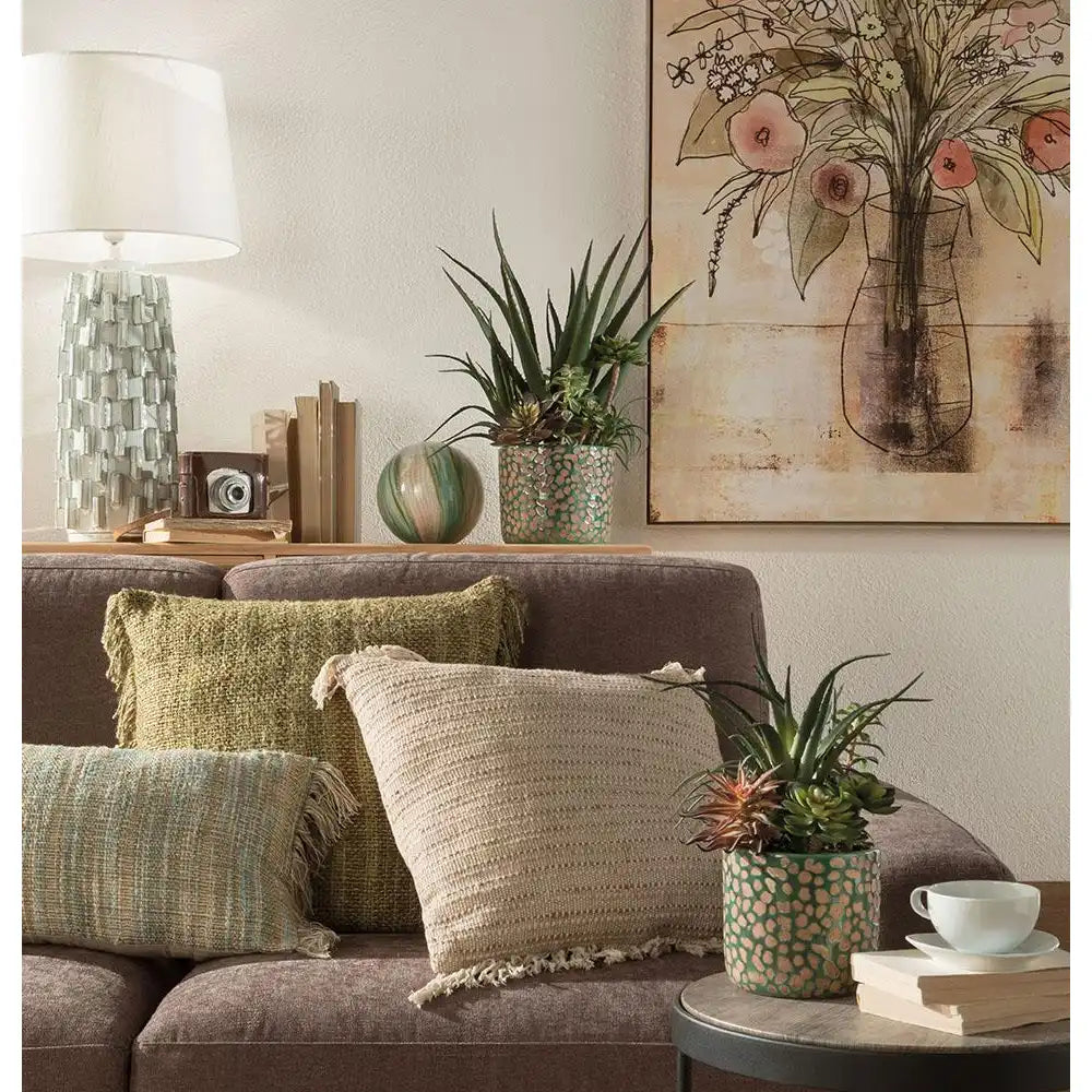 Set 2 Vasi Ceramica Verde Piante Grasse Ethno Chic | L'Oca Nera