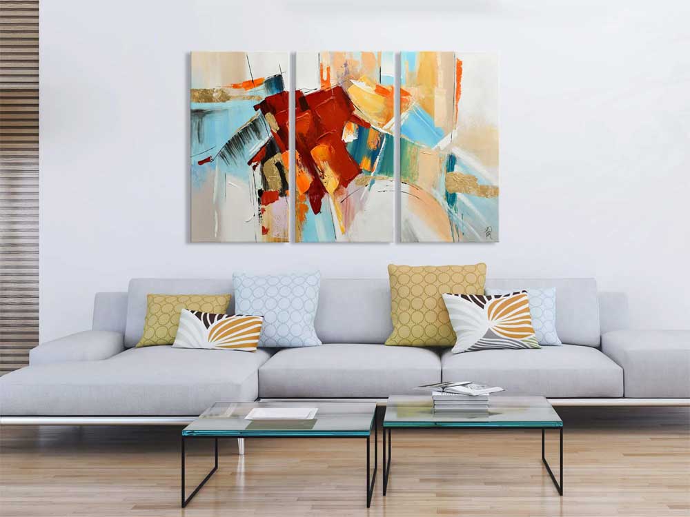 Quadro Componibile a 3 Tele | Astratto Moderno Multicolore | ADM