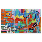 Trittico di Design Stile Schizzi | Dipinto a Mano Multicolore | ADM