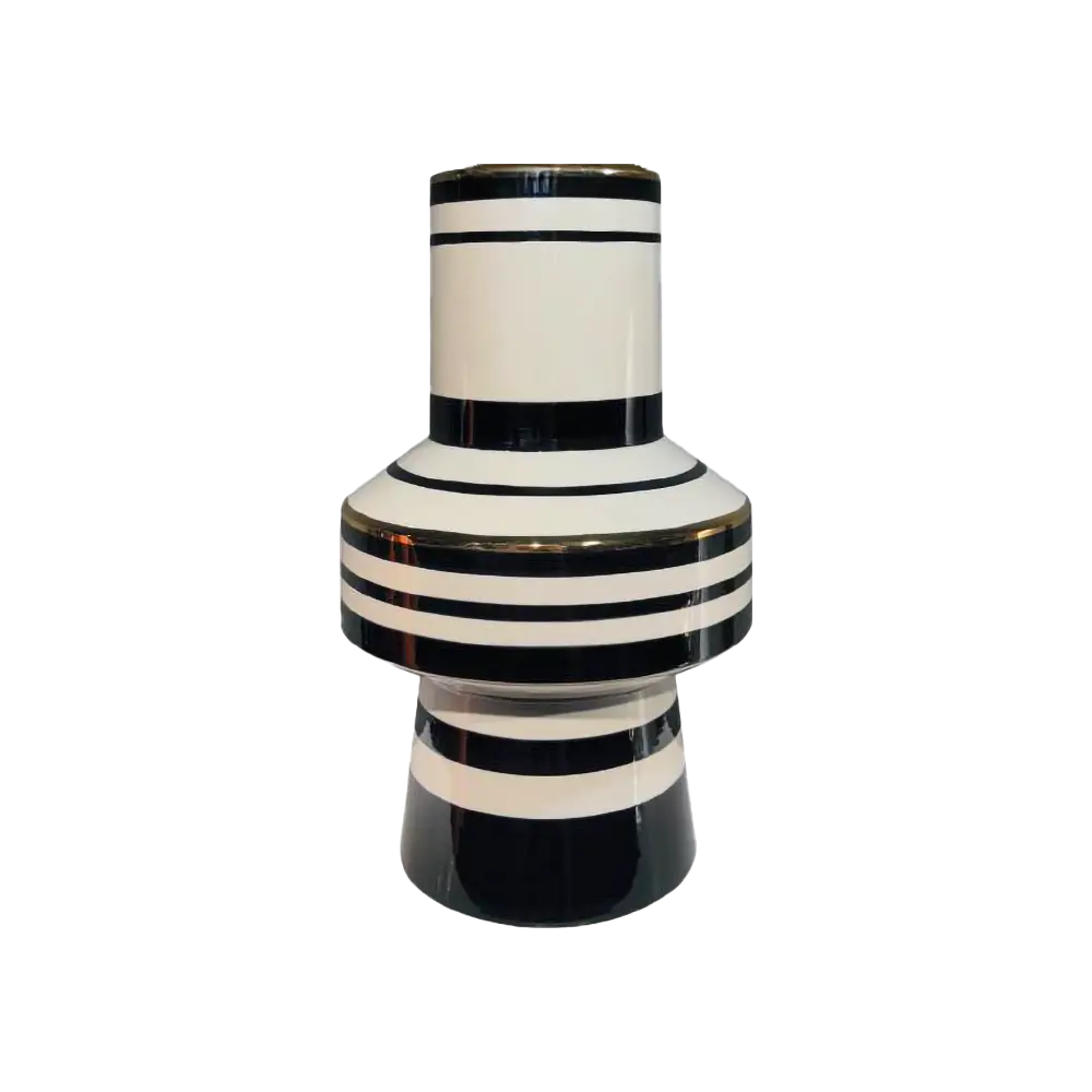 Vaso Alto Chelsea 34cm | Bianco Nero Oro | Ambienti Glamour