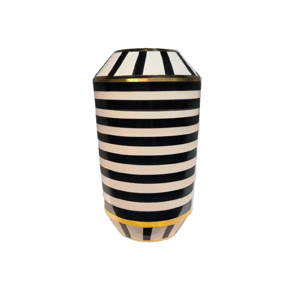 Vaso Kengsinton Grande 40cm | Bianco Nero Oro | Ambienti Glamour