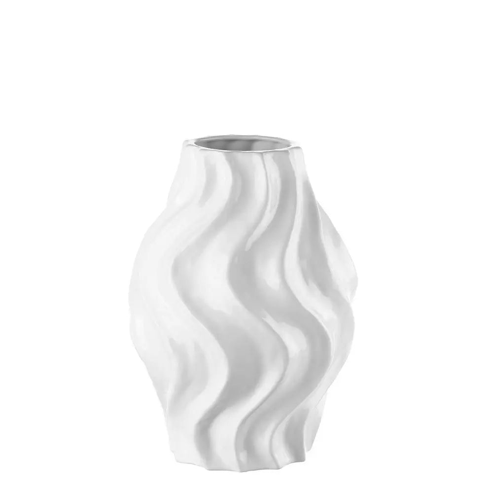 Vaso Alto Ceramica Bianco Ispirazione Onde Mediterraneo | L'Oca Nera