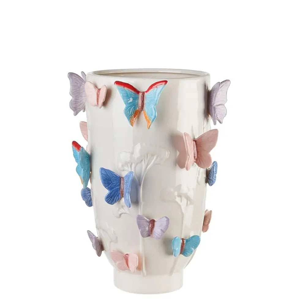 Vaso Alto Gres Decoro Farfalle Modern Country | L'Oca Nera