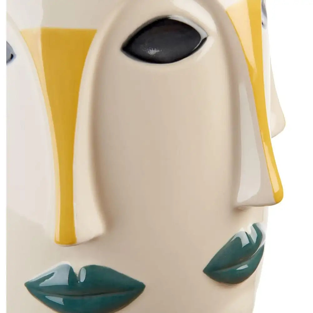 Vaso Alto Gres Decoro Volto Ispirazione Mediterranea | L'Oca Nera