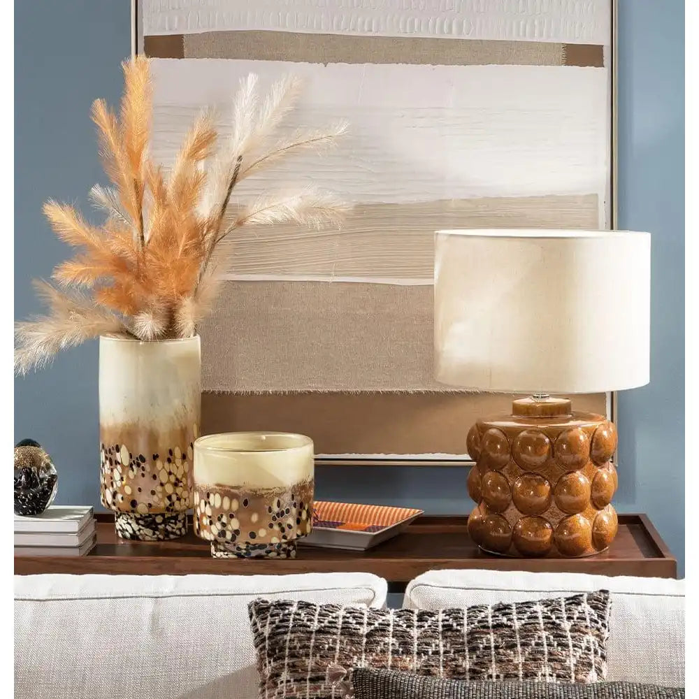 Vaso Alto Vetro Sfumato Toni Neutri Contemporaneo | L'Oca Nera