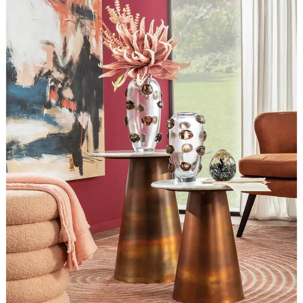 Vaso Alto Vetro Bicolore Decoro Rilievo Contemporaneo | L'Oca Nera