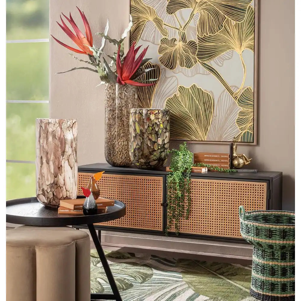 Vaso Alto Vetro Colorato Pattern Animalier Ethno Chic | L'Oca Nera