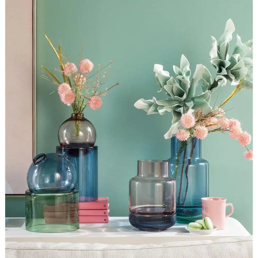 Vaso Alto Vetro Sfumato Base Rilievo Fashion | L'Oca Nera