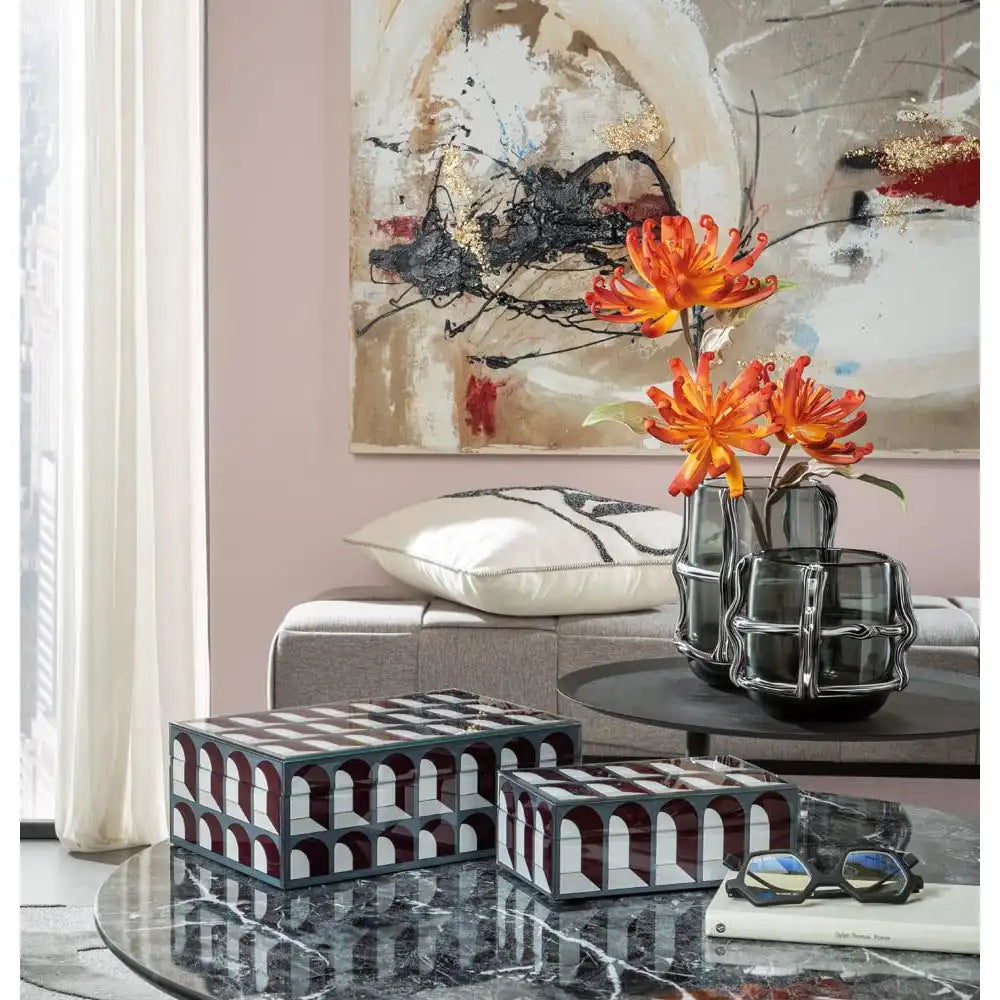 Vaso Alto Vetro Decoro Retato Stile Urban | L'Oca Nera