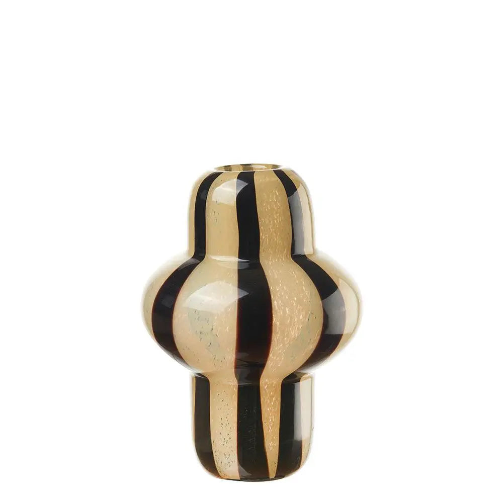 Vaso Alto Vetro Linee Tondeggianti Decoro Bicolor Urban | L'Oca Nera