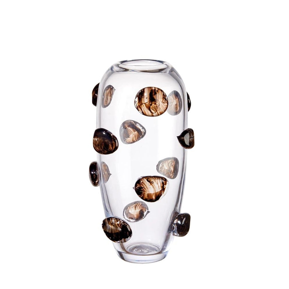 Vaso Alto Vetro Bicolore Decoro Rilievo Contemporaneo | L'Oca Nera