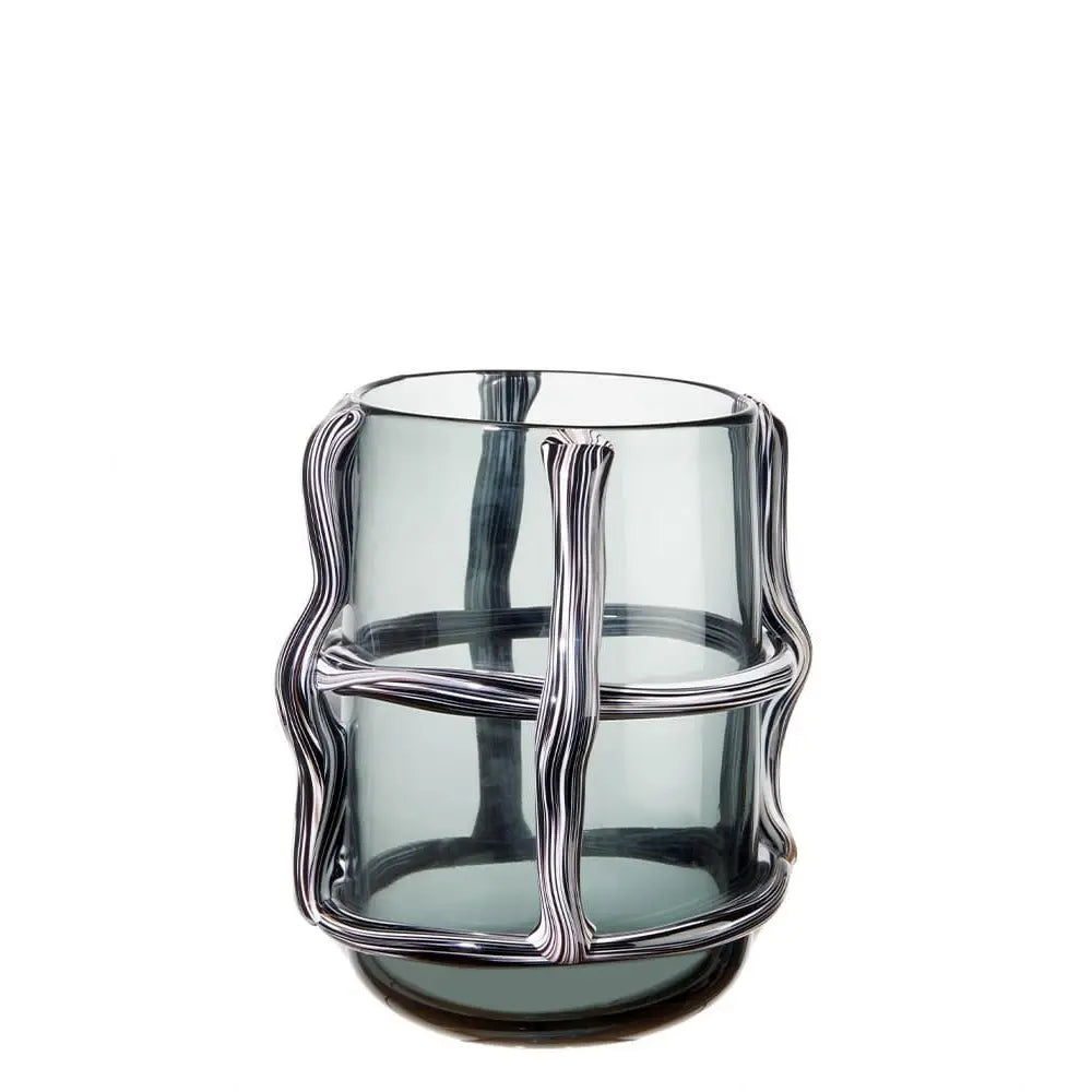 Vaso Alto Vetro Decoro Retato Stile Urban | L'Oca Nera