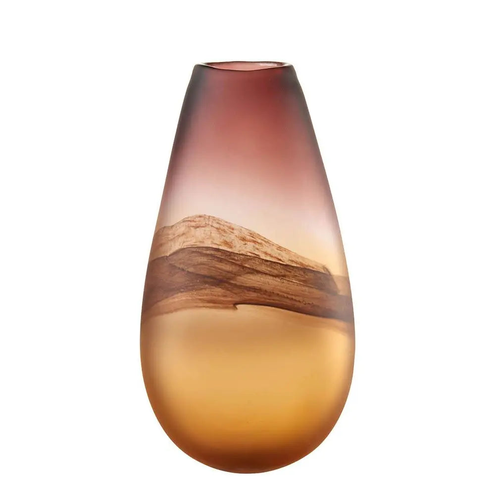 Vaso Alto Vetro Satinato Sfumature Marrone Ambra | L'Oca Nera