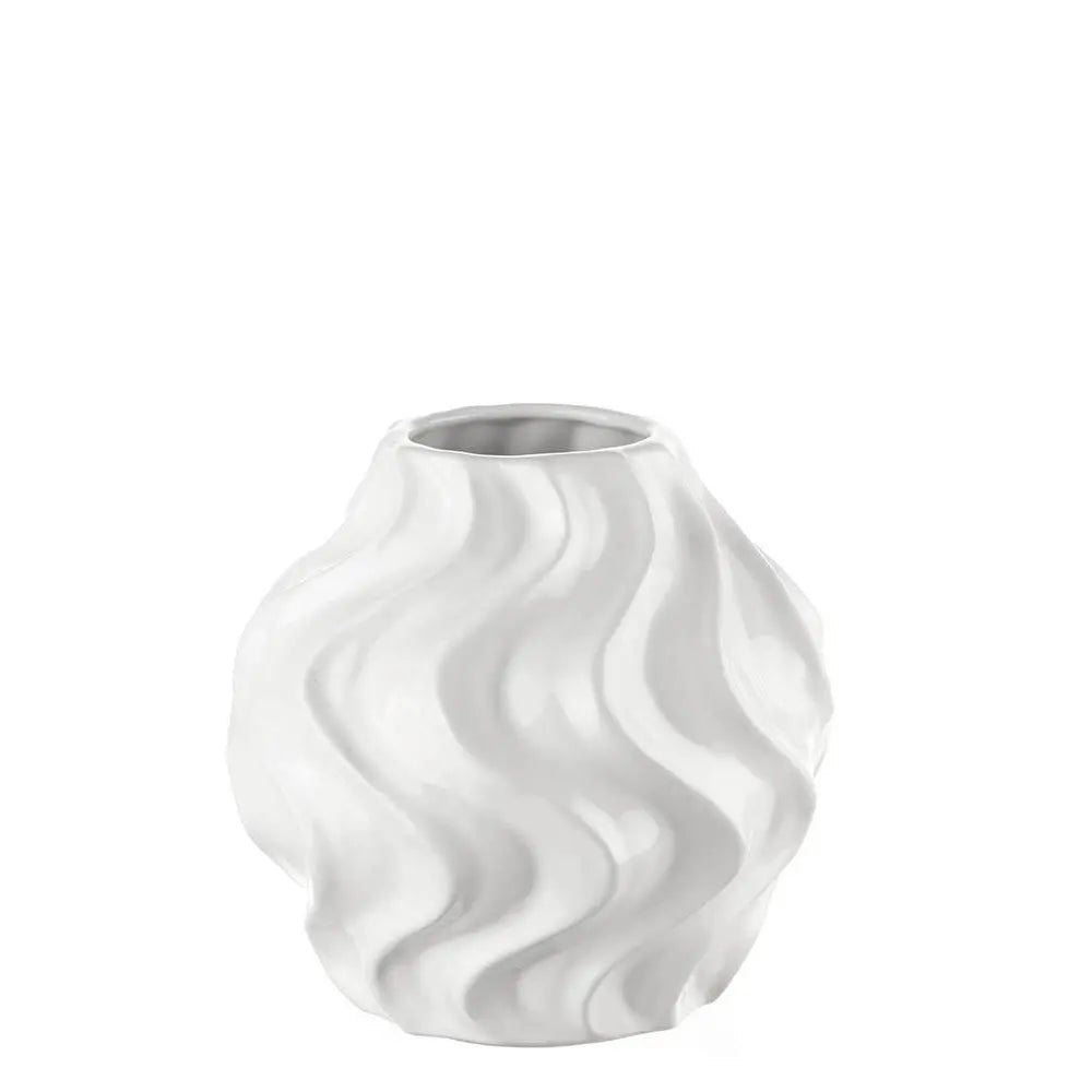 Vaso Basso Ceramica Bianco Ispirazione Onde Mediterraneo | L'Oca Nera