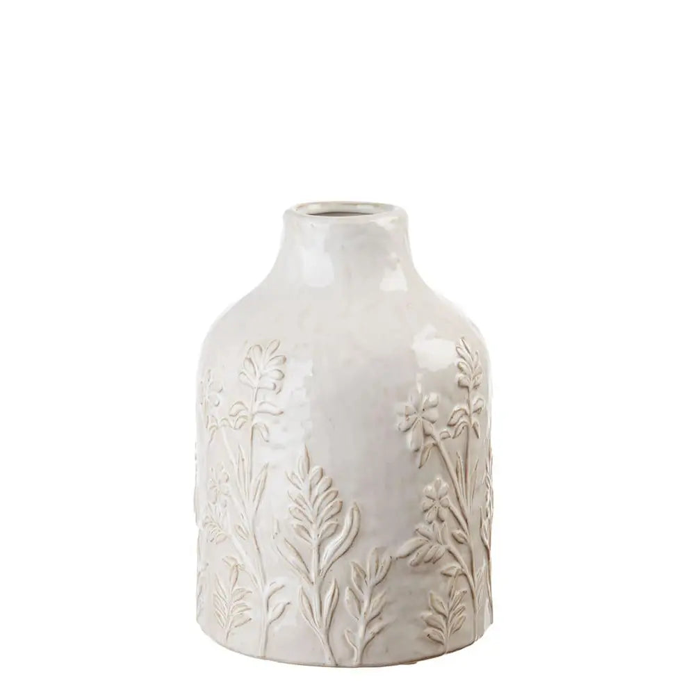 Vaso Basso Ceramica Decoro Floreale Anticato | L'Oca Nera
