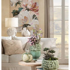 Vaso Basso Gres Decoro Collo Floreale Modern Country | L'Oca Nera