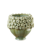 Vaso Basso Gres Decoro Collo Floreale Modern Country | L'Oca Nera