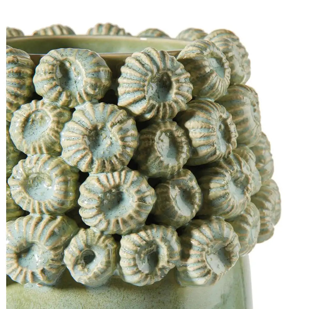 Vaso Basso Gres Decoro Collo Floreale Modern Country | L'Oca Nera