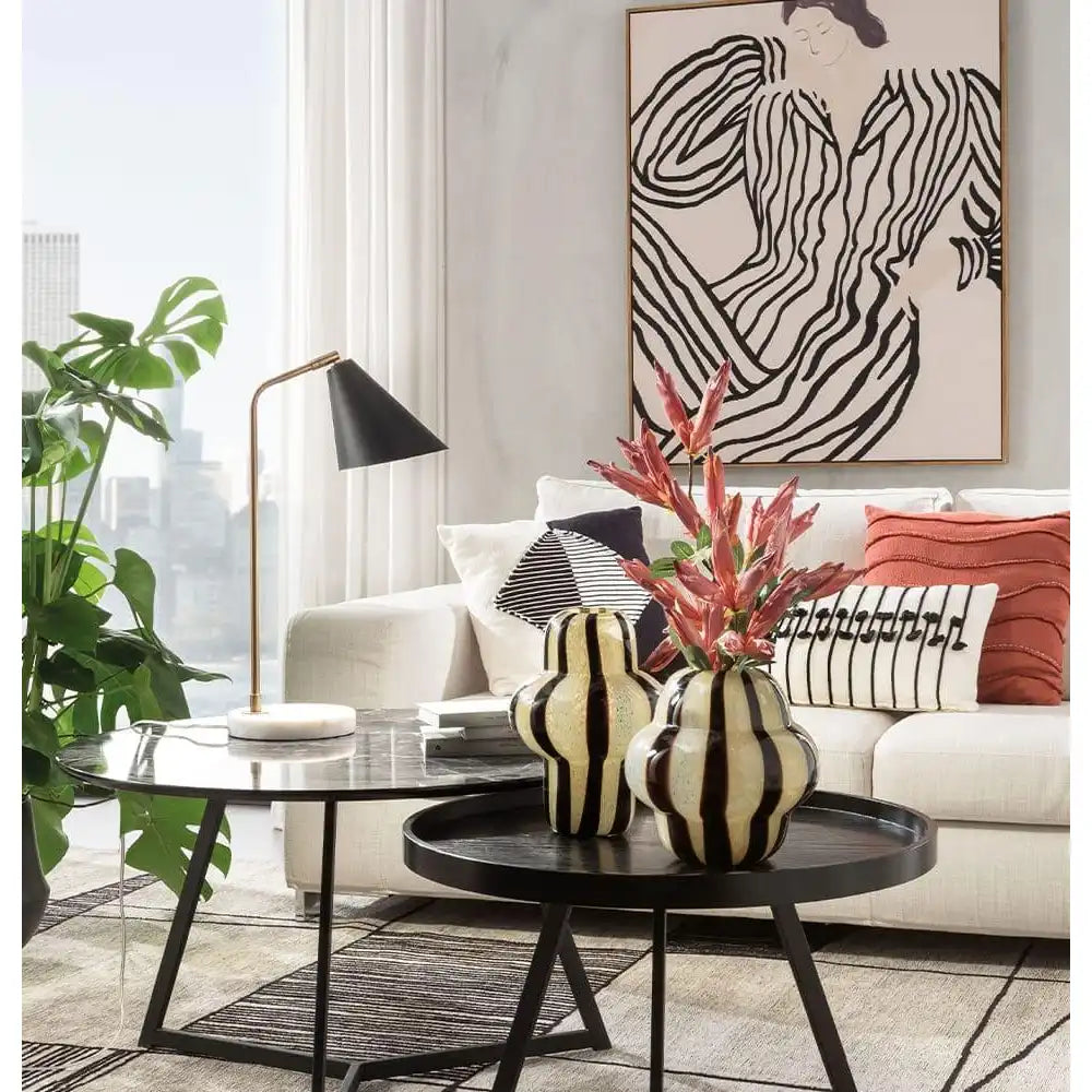 Vaso Basso Vetro Decoro Bicolor Verticale Urban | L'Oca Nera