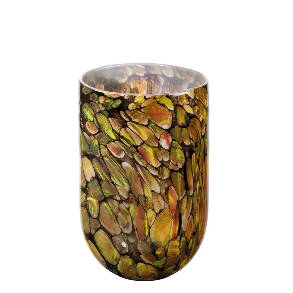 Vaso Basso Vetro Colorato Pattern Animalier Ethno Chic | L'Oca Nera