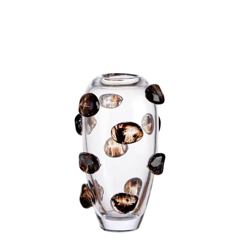 Vaso Basso Vetro Bicolore Decoro Rilievo Contemporaneo | L'Oca Nera