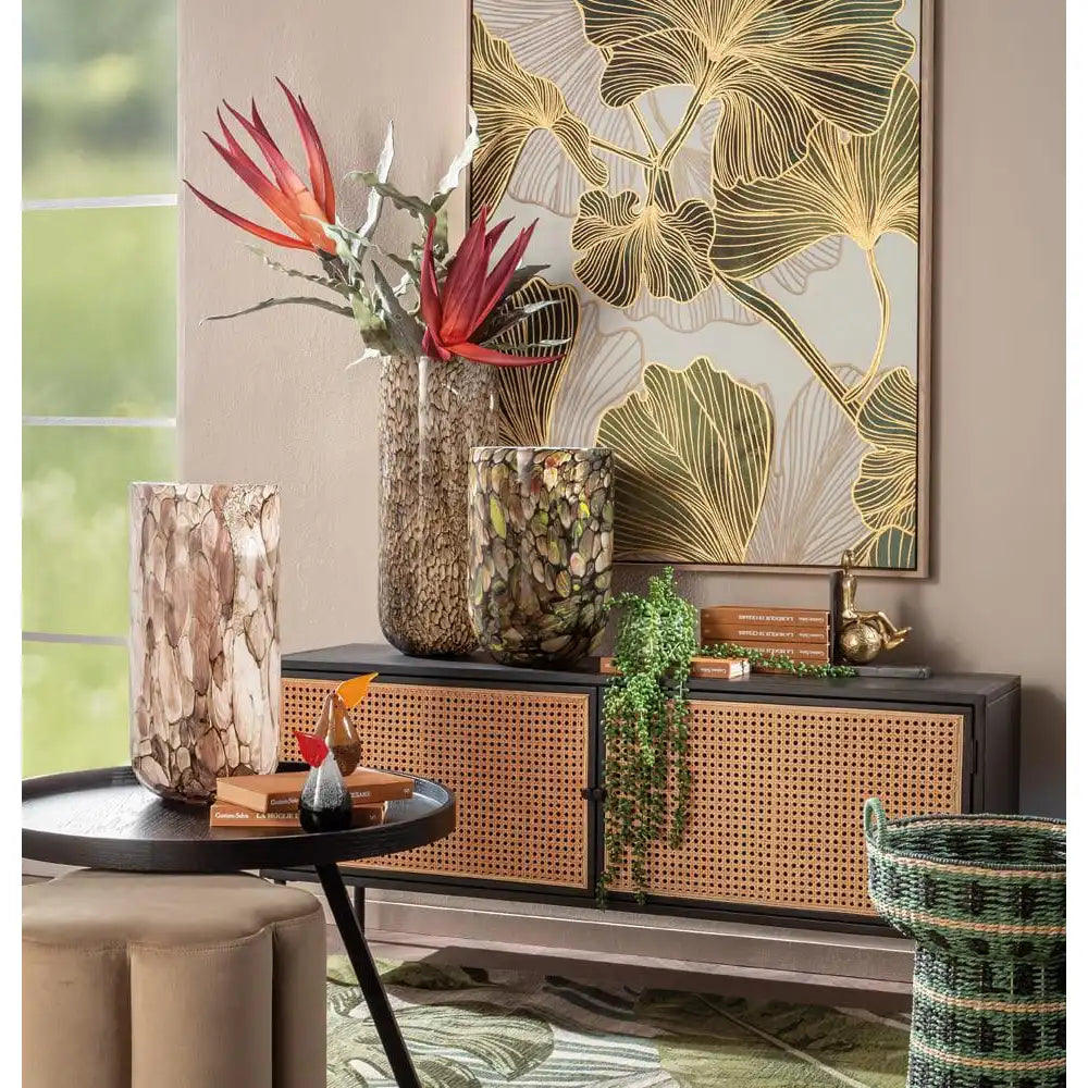 Vaso Medio Vetro Colorato Pattern Animalier Ethno Chic | L'Oca Nera