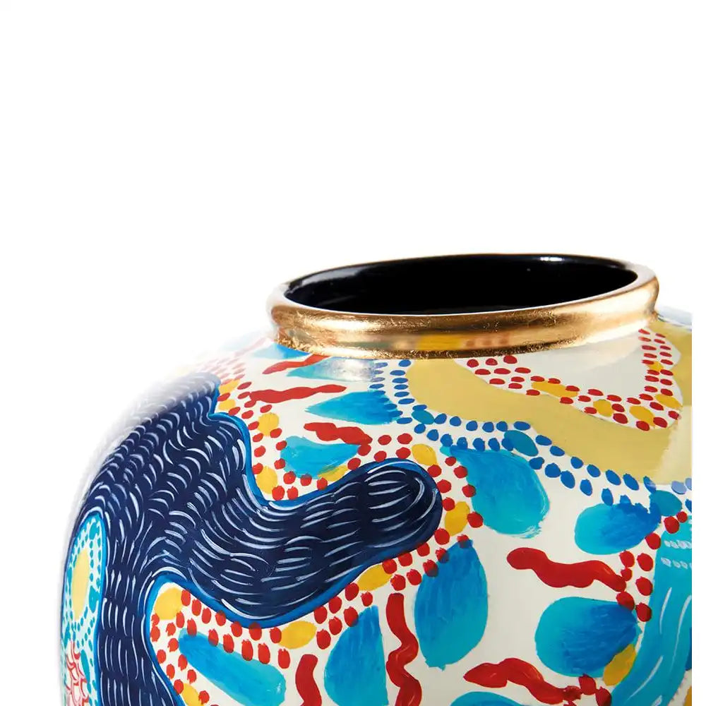 Vaso Porcellana Decoro Mediterraneo Dettagli Oro | L'Oca Nera