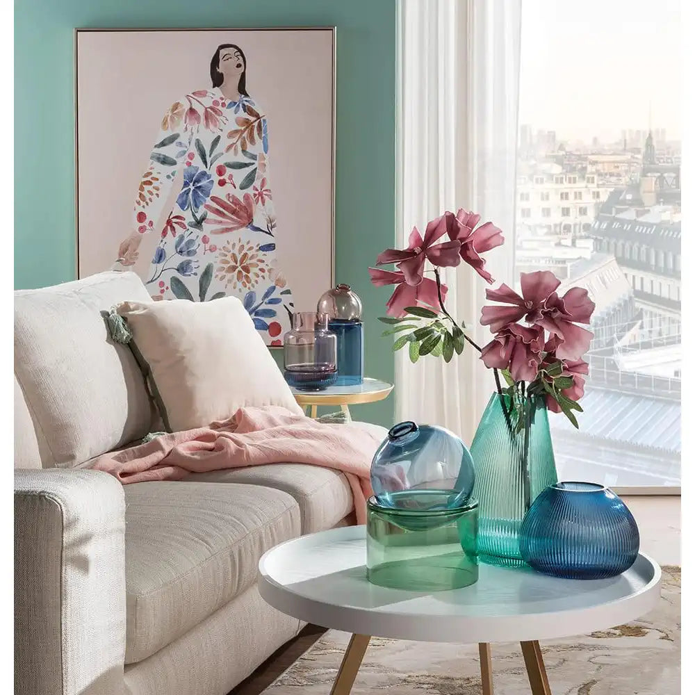 Vaso Sfera Basso Vetro con Base Bicolore Fashion | L'Oca Nera