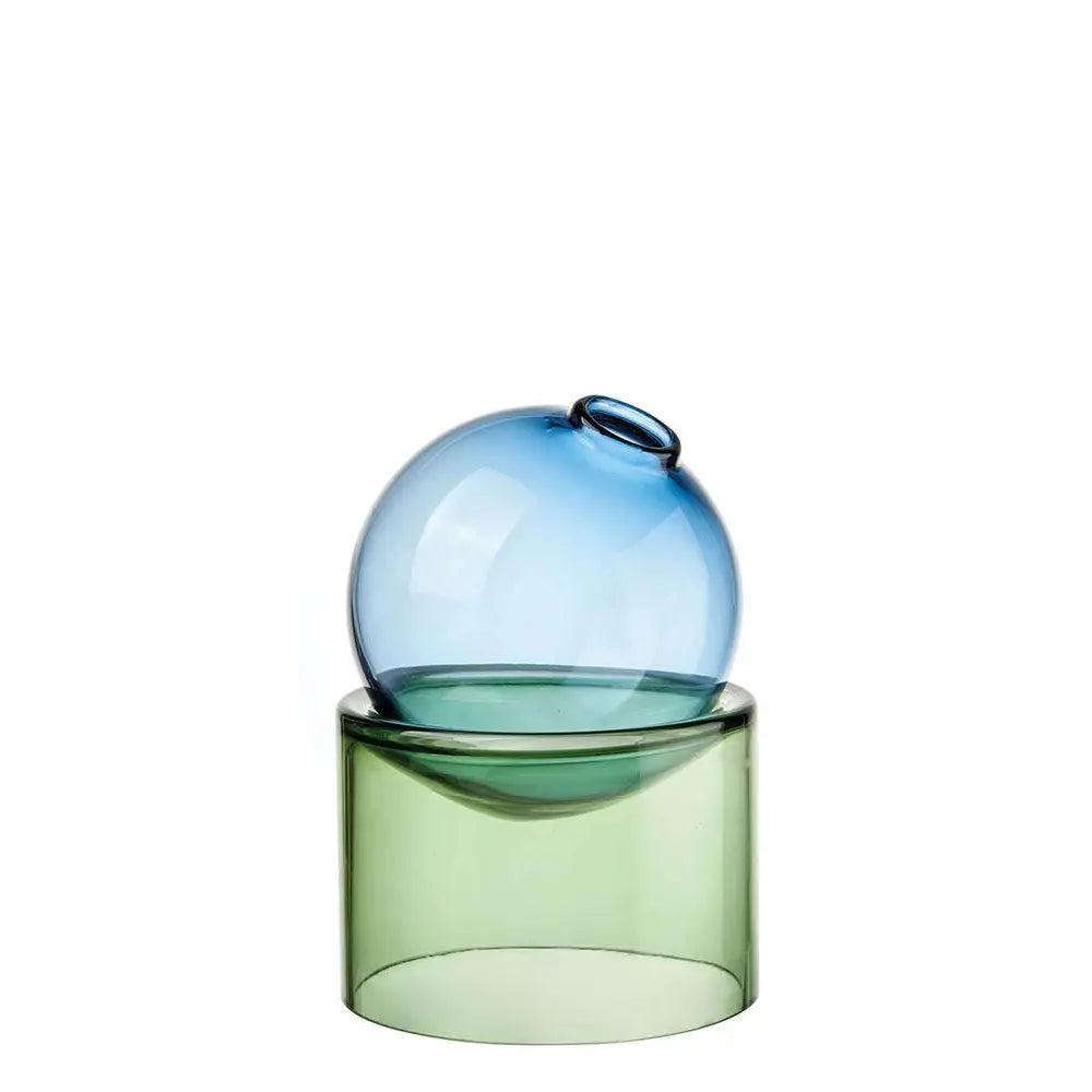 Vaso Sfera Basso Vetro con Base Bicolore Fashion | L'Oca Nera